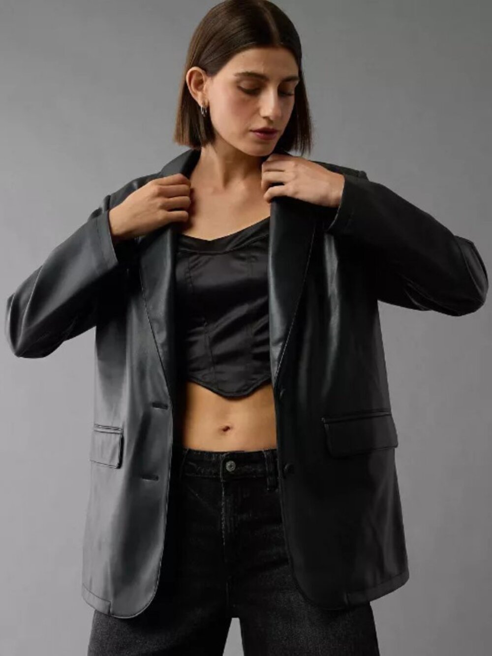 American Eagle Vegan Leather Blazer NWT Size Small